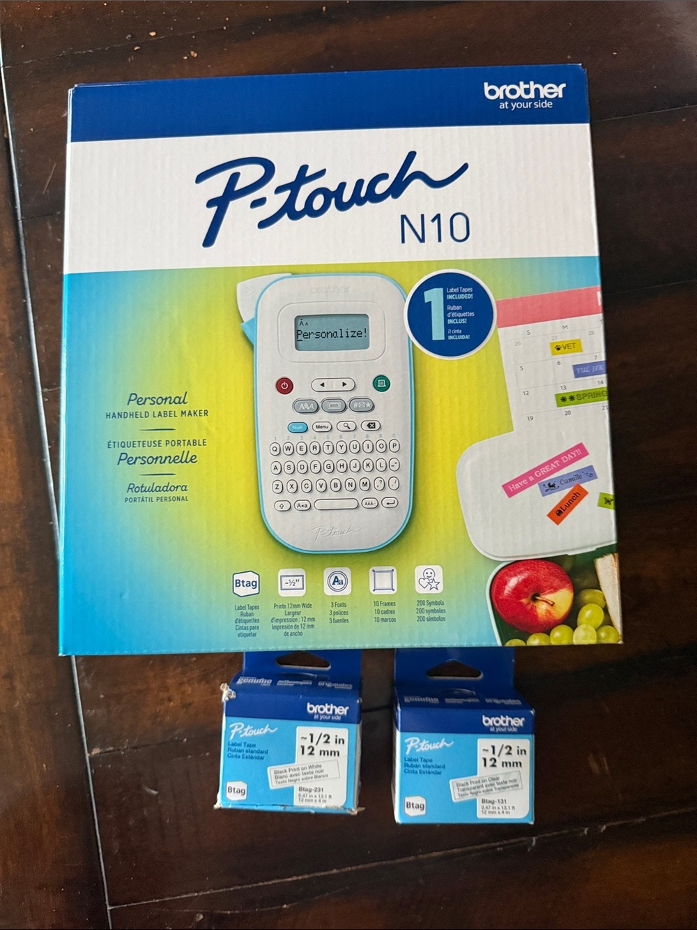 Brother P-touch N10 Label Maker Blue New in Box plus 2 extra boxes of label tape
